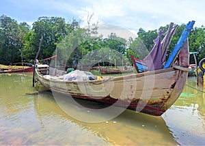 fishing boat on the river, traditional boat to catch fish