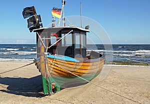 Fishing boat on sandy beach