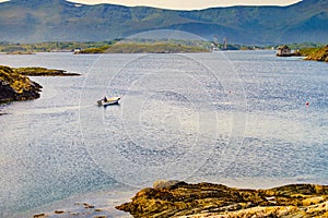 Fishing boat on sea, Atlantic road 11 July 2018, Norway