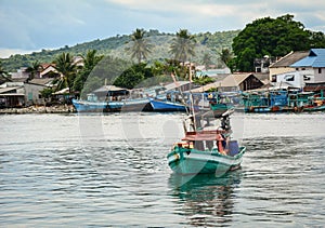 A fishing boat on the sea in Phu Quoc, Vietnam