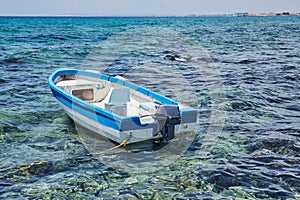 Fishing boat on the sea with sunray, Hua-Hin , Thailand