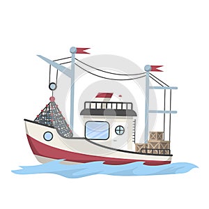 Fishing boat or ship full of fish