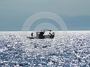 Fishing boat silhouette