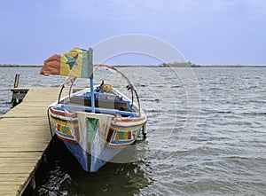 Fishing boat at Sine- Saloum Delta SENEGAL, AFRICA