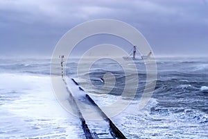 a fishing boat in the storm