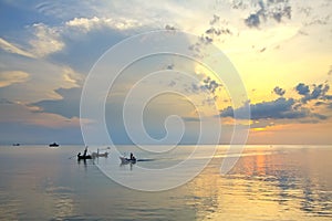 Fishing boat sunrise,