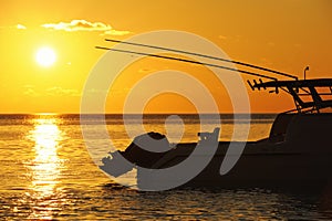 Fishing boat at sunset