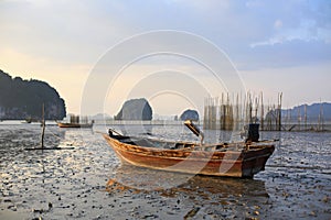Fishing boat at sunset