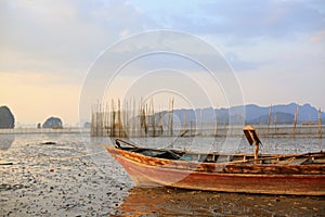 Fishing boat at sunset