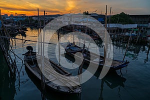 Fishing boat at sunset