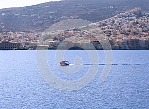 Fishing boat on Syros Island in Greece
