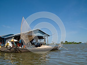 Fishing boat at Tonle Sap, Cambodia