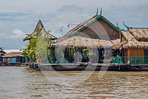 Fishing boat at the tonle sap lake in the Siem Reap Province Cambodia Southeast Asia