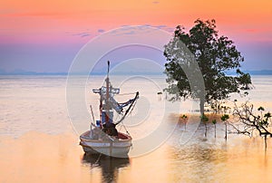Fishing boat at twilight time in Phuket