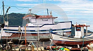 Fishing boat under maintenance