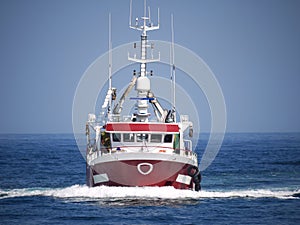 Fishing Boat Underway at Speed