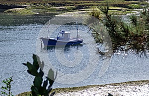 Fishing boat in the village of San Vicente de la Barquera in Cantabria, Spain