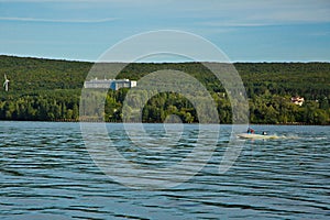 Fishing boat on the Volga river.