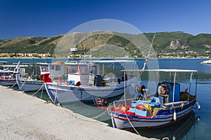 Fishing boats in Alykanas harbor. Alykanas is situated on the east coast of Zakynthos island, Greece.