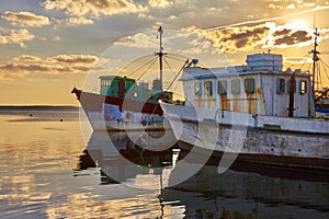 Fishing boats on anchor, Cienfuegos, Cuba, 2014