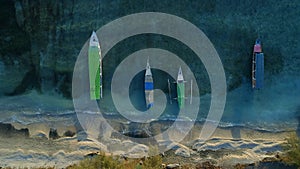 Fishing Boats Anchored on a Beautiful Beach