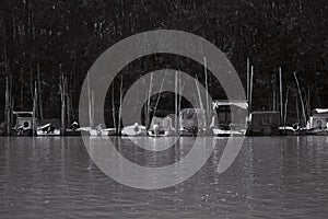 Fishing Boats Anchored at Rivers Shore