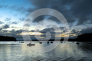 Fishing boats in the bay at dawn