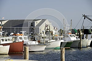 fishing boats in bay harbor marina Montauk New York USA the Hamptons photo
