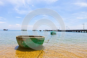 Fishing boats at bay in Hon Son Island, Kien Giang, Vietnam.