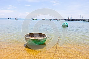 Fishing boats at bay in Hon Son Island, Kien Giang, Vietnam.