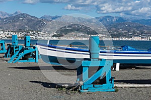 Fishing boats from the beach of Malaga, Spain