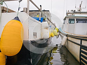Fishing boats with buoys