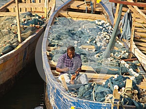 Fishing boats in Cape Coast, Ghana, Africa