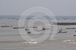 Fishing boats at the coast of Accra, Ghana