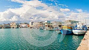 Fishing boats docked at newly constructed Limassol marina. Cyprus