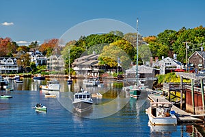 Fishing boats docked in Perkins Cove, Maine, USA photo