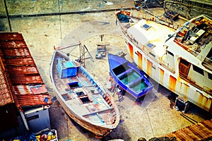 Fishing boats at dry dock
