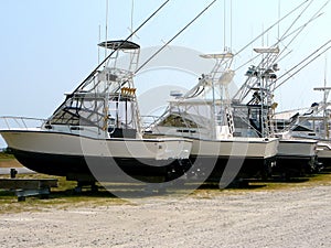 Fishing boats in drydock