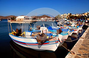 Fishing boats in Elounda (Crete, Greece).