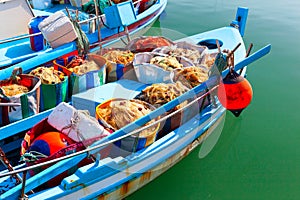 Fishing boats with fishing gear.