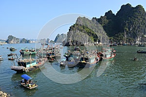 Fishing boats in Halong Bay, Vietnam