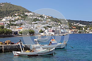 Fishing boats in the harbor of Agia Marina, Leros