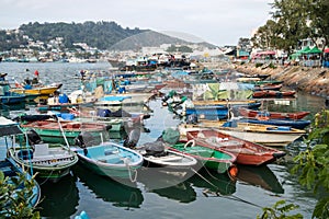 Fishing boats a harbor parked in the port