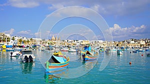 Fishing boats in the harbour of Marsaxlokk, Malta