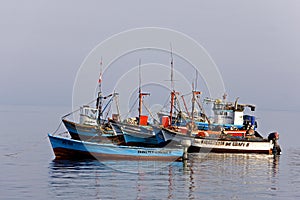 FISHING BOATS, HARBOUR OF PARACAS IN PERU