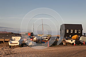 Fishing boats in the harbour at Whitstable, Kent