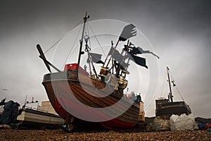 Fishing boats, Hastings, UK.