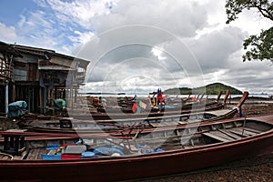 Fishing boats and houses on stilts, Ko Lanta, Thailand