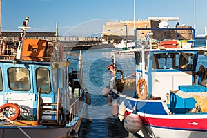 Fishing boats inside the old port heraklion crete greece