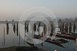 Fishing boats  on lake in India